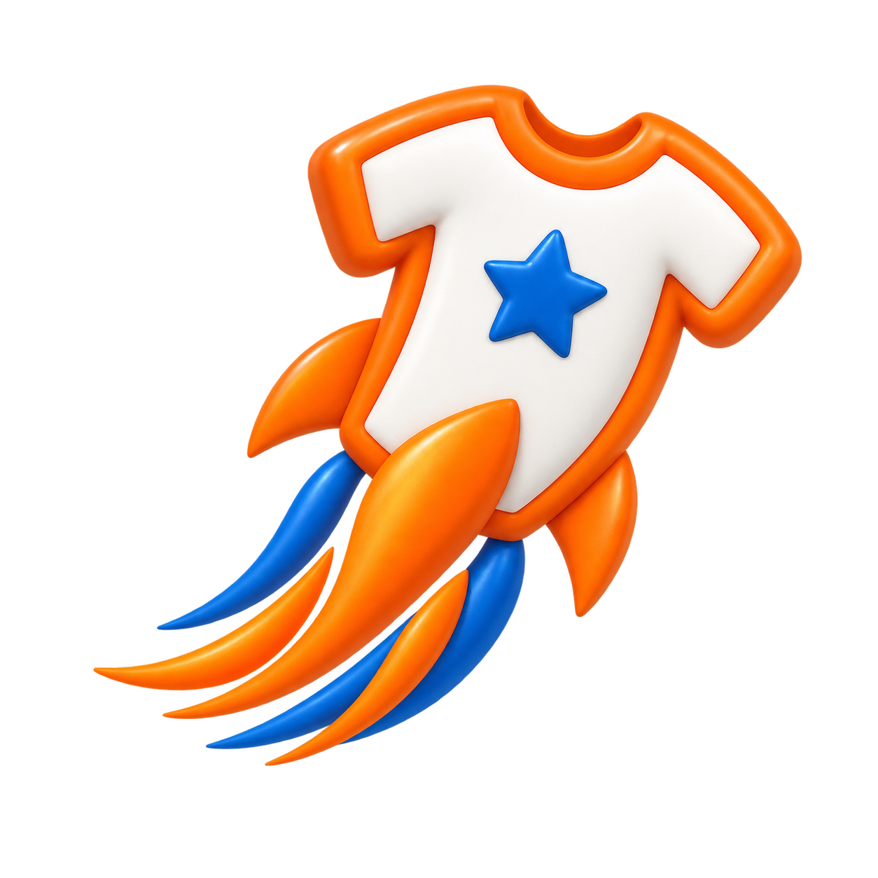 A star-emblazoned T-shirt rocket blasting off